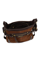 Women's Brown Long Strap Suede Leather Crossbody Bag | Derimod Women's Brown Long Strap Suede Leather Crossbody Bag | Derimod