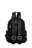 Kadın Siyah Uzun Askılı Baskılı Sırt Çantası | Derimod Kadın Siyah Uzun Askılı Baskılı Sırt Çantası | Derimod