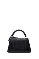 Kadın Siyah Uzun Askılı Kroko Desenli Klasik Kol Çantası | Derimod Kadın Siyah Uzun Askılı Kroko Desenli Klasik Kol Çantası | Derimod