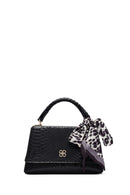 Kadın Siyah Uzun Askılı Kroko Desenli Klasik Kol Çantası | Derimod Kadın Siyah Uzun Askılı Kroko Desenli Klasik Kol Çantası | Derimod