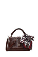 Kadın Kahverengi Uzun Askılı Kroko Desenli Klasik Kol Çantası | Derimod Kadın Kahverengi Uzun Askılı Kroko Desenli Klasik Kol Çantası | Derimod