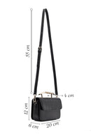 Women's Black Long Strap Patterned Mini Shoulder Bag | Derimod Women's Black Long Strap Patterned Mini Shoulder Bag | Derimod