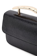 Women's Black Long Strap Patterned Mini Shoulder Bag | Derimod Women's Black Long Strap Patterned Mini Shoulder Bag | Derimod