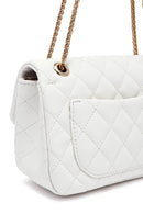 Woman White Long Strap Quilted Shoulder Bag | Derimod Woman White Long Strap Quilted Shoulder Bag | Derimod