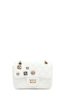 Woman White Long Strap Quilted Shoulder Bag | Derimod Woman White Long Strap Quilted Shoulder Bag | Derimod