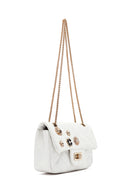 Woman White Long Strap Quilted Shoulder Bag | Derimod Woman White Long Strap Quilted Shoulder Bag | Derimod