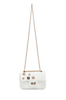Woman White Long Strap Quilted Shoulder Bag | Derimod Woman White Long Strap Quilted Shoulder Bag | Derimod