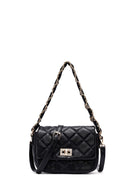 Woman Black Long Strap Quilted Shoulder Bag | Derimod Woman Black Long Strap Quilted Shoulder Bag | Derimod