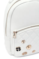 Kadın Beyaz Aksesuarlı Kapitone Sırt Çantası | Derimod Kadın Beyaz Aksesuarlı Kapitone Sırt Çantası | Derimod