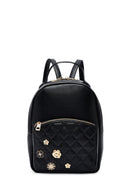 Kadın Siyah Aksesuarlı Kapitone Sırt Çantası | Derimod Kadın Siyah Aksesuarlı Kapitone Sırt Çantası | Derimod