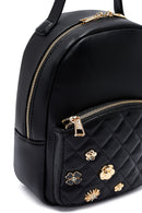 Kadın Siyah Aksesuarlı Kapitone Sırt Çantası | Derimod Kadın Siyah Aksesuarlı Kapitone Sırt Çantası | Derimod