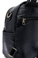 Woman Black Long Strap Printed Backpack | Derimod Woman Black Long Strap Printed Backpack | Derimod