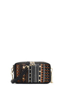 Women's Black Long Strapped Printed Crossbody Bag | Derimod Women's Black Long Strapped Printed Crossbody Bag | Derimod