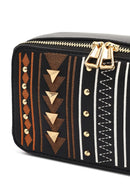 Women's Black Long Strapped Printed Crossbody Bag | Derimod Women's Black Long Strapped Printed Crossbody Bag | Derimod