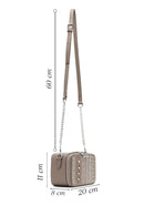 Women's Taupe Long Strapped Printed Crossbody Bag | Derimod Women's Taupe Long Strapped Printed Crossbody Bag | Derimod