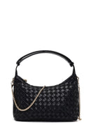 Women's Black Long Strapped Braided Mini Shoulder Bag | Derimod Women's Black Long Strapped Braided Mini Shoulder Bag | Derimod