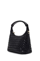 Women's Black Long Strapped Braided Mini Shoulder Bag | Derimod Women's Black Long Strapped Braided Mini Shoulder Bag | Derimod