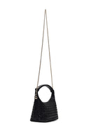 Women's Black Long Strapped Braided Mini Shoulder Bag | Derimod Women's Black Long Strapped Braided Mini Shoulder Bag | Derimod
