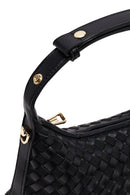 Women's Black Long Strapped Braided Mini Shoulder Bag | Derimod Women's Black Long Strapped Braided Mini Shoulder Bag | Derimod