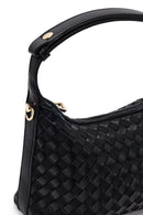 Women's Black Long Strapped Braided Mini Shoulder Bag | Derimod Women's Black Long Strapped Braided Mini Shoulder Bag | Derimod