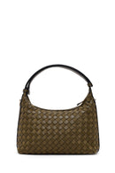 Woman Green Long Strapped Braided Mini Shoulder Bag | Derimod Woman Green Long Strapped Braided Mini Shoulder Bag | Derimod