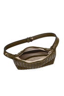 Woman Green Long Strapped Braided Mini Shoulder Bag | Derimod Woman Green Long Strapped Braided Mini Shoulder Bag | Derimod