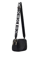 Women's Black Long Strapped Woven Crossbody Bag | Derimod Women's Black Long Strapped Woven Crossbody Bag | Derimod