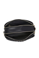 Women's Black Long Strapped Woven Crossbody Bag | Derimod Women's Black Long Strapped Woven Crossbody Bag | Derimod