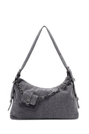 Woman Gray Fabric Shoulder Bag | Derimod Woman Gray Fabric Shoulder Bag | Derimod