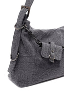Woman Gray Fabric Shoulder Bag | Derimod Woman Gray Fabric Shoulder Bag | Derimod