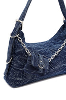 Woman Blue Jean Fabric Shoulder Bag | Derimod Woman Blue Jean Fabric Shoulder Bag | Derimod