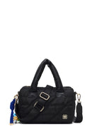 Kadın Siyah Uzun Askılı Charmlı Kumaş Kol Çantası | Derimod Kadın Siyah Uzun Askılı Charmlı Kumaş Kol Çantası | Derimod