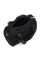 Women's Black Long Strap Charm Fabric Shoulder Bag | Derimod Women's Black Long Strap Charm Fabric Shoulder Bag | Derimod