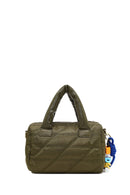 Women's Khaki Long Strap Charm Fabric Shoulder Bag | Derimod Women's Khaki Long Strap Charm Fabric Shoulder Bag | Derimod