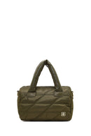 Women's Khaki Long Strap Charm Fabric Shoulder Bag | Derimod Women's Khaki Long Strap Charm Fabric Shoulder Bag | Derimod