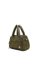 Women's Khaki Long Strap Charm Fabric Shoulder Bag | Derimod Women's Khaki Long Strap Charm Fabric Shoulder Bag | Derimod
