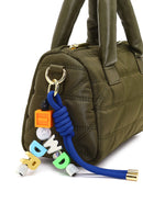 Women's Khaki Long Strap Charm Fabric Shoulder Bag | Derimod Women's Khaki Long Strap Charm Fabric Shoulder Bag | Derimod