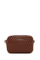 Woman Brown Quilted Crossbody Bag | Derimod Woman Brown Quilted Crossbody Bag | Derimod