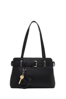 Women's Black Long Strapped Accessorized Shoulder Bag | Derimod Women's Black Long Strapped Accessorized Shoulder Bag | Derimod