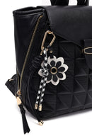 Women's Black Printed Accessorized Backpack | Derimod Women's Black Printed Accessorized Backpack | Derimod