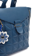 Women's Blue Printed Accessorized Backpack | Derimod Women's Blue Printed Accessorized Backpack | Derimod