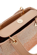 Woman Beige Long Strap Stoned Mini Evening Bag | Derimod Woman Beige Long Strap Stoned Mini Evening Bag | Derimod