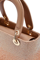 Woman Beige Long Strap Stoned Mini Evening Bag | Derimod Woman Beige Long Strap Stoned Mini Evening Bag | Derimod