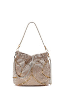 Women's Gold Long Chain Strap Embellished Mini Evening Handbag | Derimod Women's Gold Long Chain Strap Embellished Mini Evening Handbag | Derimod