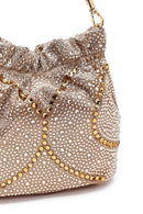 Women's Gold Long Chain Strap Embellished Mini Evening Handbag | Derimod Women's Gold Long Chain Strap Embellished Mini Evening Handbag | Derimod