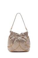 Women's Gold Long Chain Strap Embellished Mini Evening Handbag | Derimod Women's Gold Long Chain Strap Embellished Mini Evening Handbag | Derimod