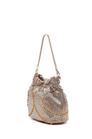 Women's Gold Long Chain Strap Embellished Mini Evening Handbag | Derimod Women's Gold Long Chain Strap Embellished Mini Evening Handbag | Derimod