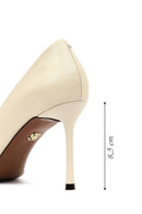 Kadın Krem İnce Topuklu Deri Stiletto | Derimod Kadın Krem İnce Topuklu Deri Stiletto | Derimod