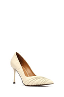 Kadın Krem İnce Topuklu Deri Stiletto | Derimod Kadın Krem İnce Topuklu Deri Stiletto | Derimod