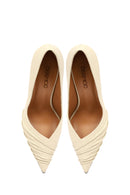 Kadın Krem İnce Topuklu Deri Stiletto | Derimod Kadın Krem İnce Topuklu Deri Stiletto | Derimod